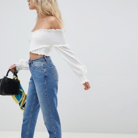 Boohoo Shirred Bardot Top - Picture 2 of 10